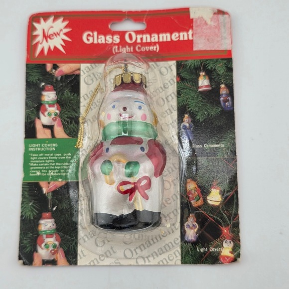 Vintage Glass Ornament Light Cover Snowman Taiwan Christmas Holiday Decor - Picture 1 of 5